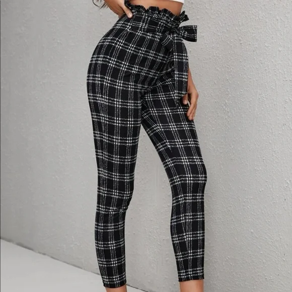 SHEIN Pants Jumpsuits Shein Plaid Knot Front Grill Trim
